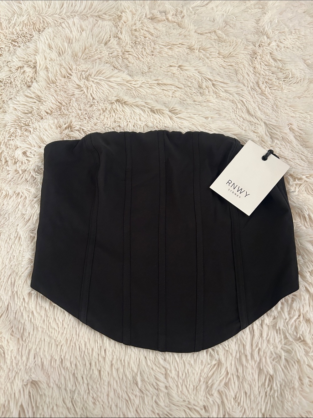 RNWY Black Strapless Corset Top